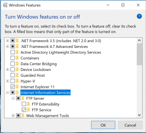 Windows Features selector